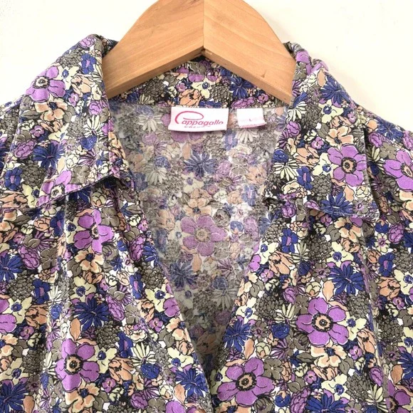 Vintage Floral Button-Up Shirt Women's Size Large – Flower Buttons – Cottagecore - Picture 4 of 9